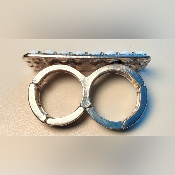 Vintage Double-Finger Horizontal/Rectangular Bar Design Ring - Picture 4 of 9